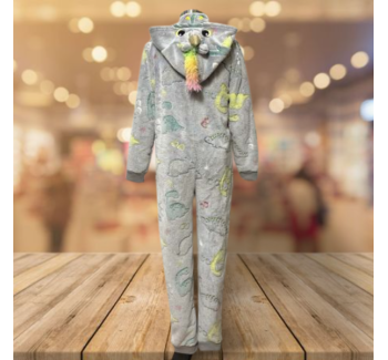 Men Flannel Cartoon Animal One-Piece Pajamas Fleece Loungewear Fluffy Plush Pajamas